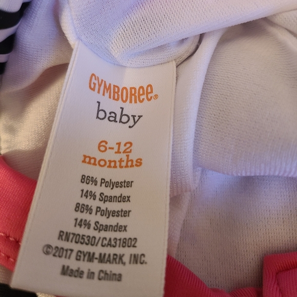 Striped baby sun hat with pink velcro tie - Picture 3 of 3